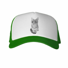 Gorra Gato Gris Sentado Dibujo Arte - TiendaCubik