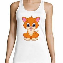 Musculosa Deportiva Gato Naranja Animado Dibujo