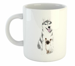 Taza Husky Siberiano Con Un Gatito