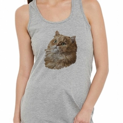 Musculosa Deportiva Gato Persa Pintura Art