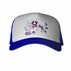 Gorra Mapache Acuarela Raccoon Flores Diseño #1