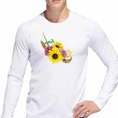 Remera Manga Larga Girasol Naturaleza Flor Amarillo Flower