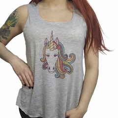 Musculosa Unicornio Cara De Frente Colores Arcoiris