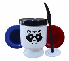 Mate Mapache Raccoon Negro Dibujo