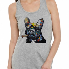 Musculosa Deportiva Bulldog Cigarro Humo Art - comprar online