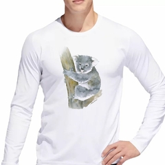 Remera Manga Larga Koala Trepando Tronco Arbol M2