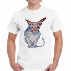 Remera Gato Sphynx Dibujo Pintura Art - tienda online