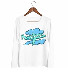 Remera Manga Larga Avion Plane Nube Cielo Viaje Travel