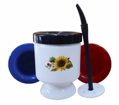 Mate Girasol Flores Amarillo Hojas