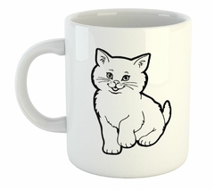 Taza Gato Feliz Levantando La Patita Vector