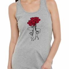 Musculosa Deportiva Enamorados Volando Globos Corazones