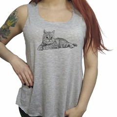 Musculosa Gato Persa Acostado Dibujo