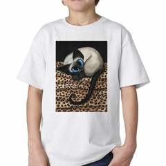 Remera Gato Siames Acostado Pintura