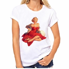 Remera Pin Up Girl Mujer Woman Rosa Rojo - TiendaCubik