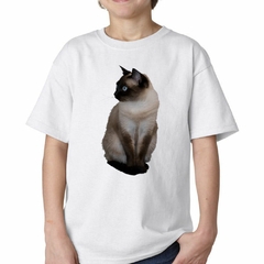 Remera Gato Siames Mirando Curioso