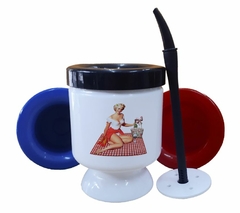 Mate Pin Up Girl Picnik Rojo Vino