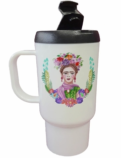 Jarro Termico Frida Kahlo Con Ramo De Flores Rodando