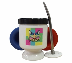 Mate Gato Con Anteojos Pop Art