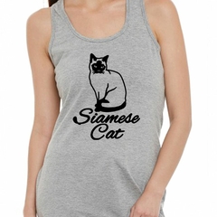 Musculosa Deportiva Gato Siames Silueta Vector