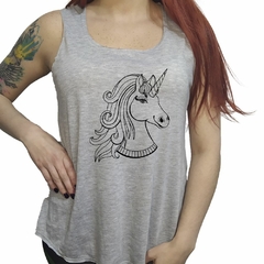 Musculosa Unicornio Cabeza Dibujo Lineas M2