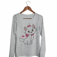 Remera Manga Larga Gato Gatita Rosa Lazo Corazon - TiendaCubik