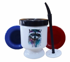 Mate Mapache Acuarela Watercolor Raccoon