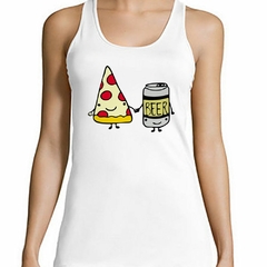 Musculosa Deportiva Amor Amistad Pizza Y Cerveza De La Mano - comprar online