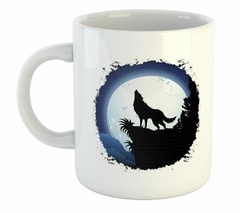 Taza Lobo Aullando En La Luna Noche Oscura