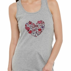 Musculosa Deportiva Corazon Amor Love Llave Alas Flecha