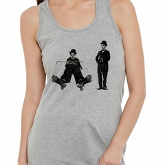 Musculosa Deportiva Charlie Chaplin Blanco Y Negro Cine Mudo - comprar online