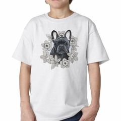 Remera Bulldog Frances Con Flores - comprar online