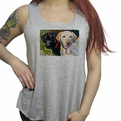 Musculosa Perros Labradores Pintura Arte