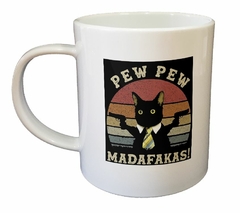 Taza Pew Pew Madafakas Gato Cat Negro Pistola - comprar online