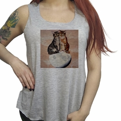 Musculosa Gatos Sobre La Luna Pintura