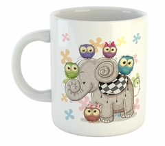 Taza Owl Buho Lechuza Elefante Dibujo Art