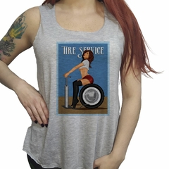 Musculosa Mujer Inflando Rueda Tire Service