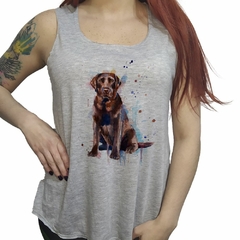 Musculosa Perro Labrador Pintura Watercolor