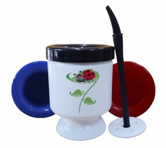 Mate Hojas Verdes Mariquitas De Colores - comprar online