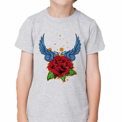 Remera Flor Rosa Roja Con Alas Hojas Verdes - comprar online