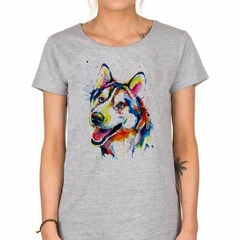 Remera Husky Siberiano Watercolor Art M2 - tienda online