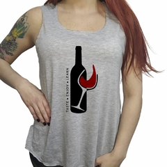 Musculosa Taste Enjoy Learn Vino Copa Botella