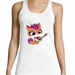 Musculosa Deportiva Gato Dulce Ojos Guitarra Musica - comprar online