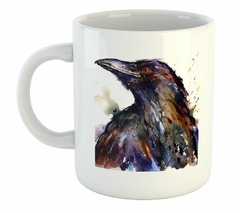 Taza Cuervo Pintura Acuarela