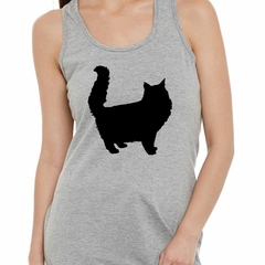 Musculosa Deportiva Gato Persa Silueta Vector