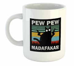 Taza Pew Pew Madafakas Gat Pistola Verd Naranj