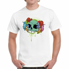 Remera Calavera Con Peinado Y Helados Art