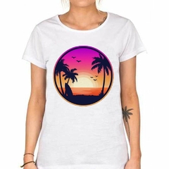 Remera Palmetas Playa Tabla Sol Veran Watercolor - TiendaCubik