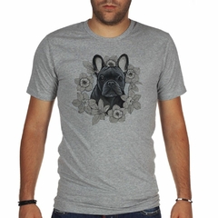 Remera Bulldog Frances Con Flores #1 - comprar online