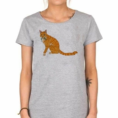 Remera Gato Atigrado Naranja Comiendo - tienda online