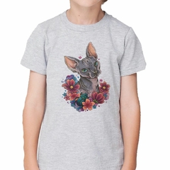 Remera Gato Sphynx Con Rosas Dibujo M2 en internet